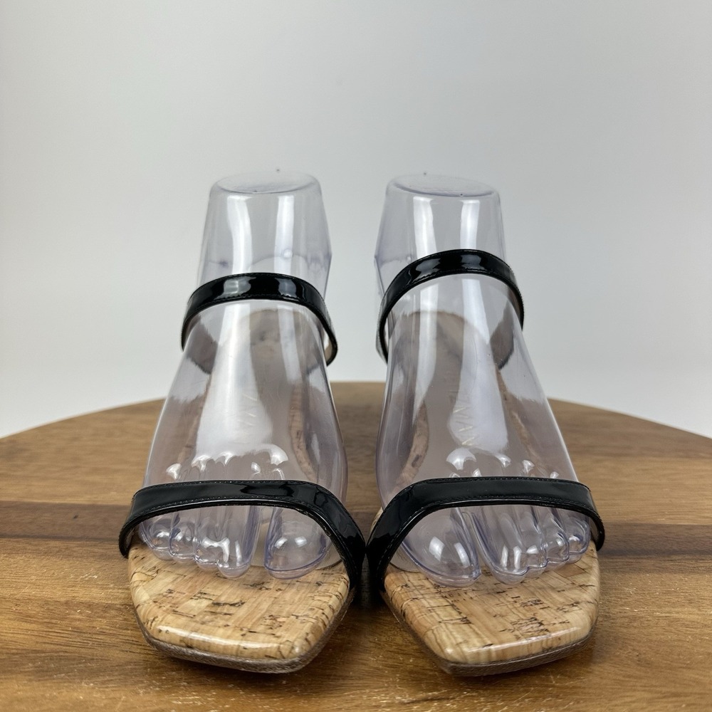New NWOB Womens Stuart Weitzman Aleena 50 Black Patent Leather Wedges Size 6.5 B - Picture 3 of 9
